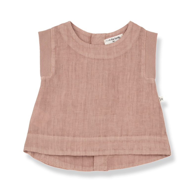 Petra summer top by 1+ in the Family  Sleevelees with buttons down the back, soft linen and cotton mix.
