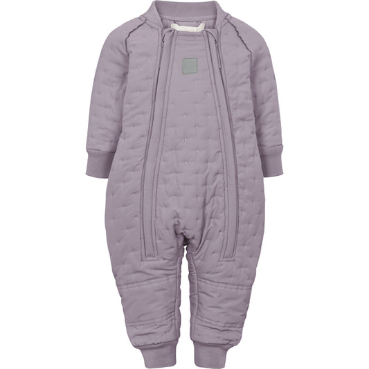 Oza purple mist pram suit, with clever double zip at the front for easy changing