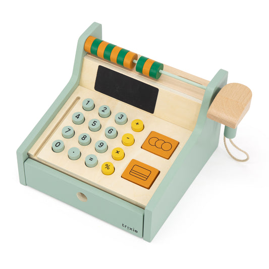 A wooden cash register from Trixie from age 2 years