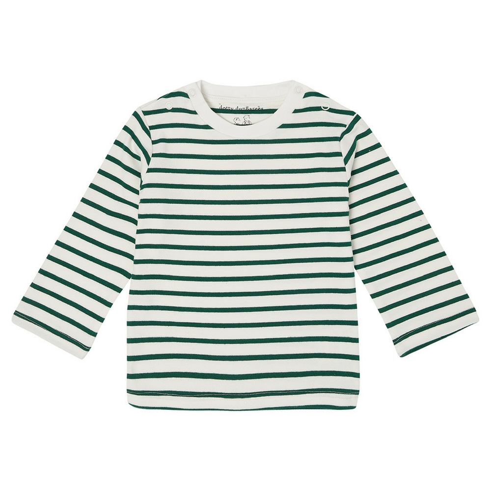 Dotty Dungaress – Green – Breton T-shirt