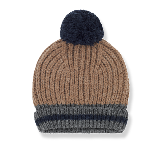 COSY WOOL HAT WITH BOBBLE ON TOP.Boys hat organic